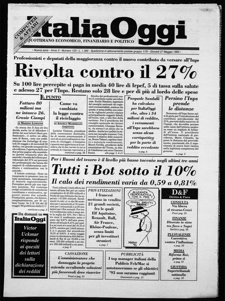 Italia oggi : quotidiano di economia finanza e politica